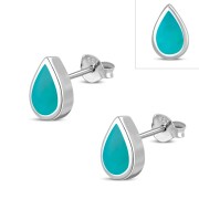 Turquoise Drop Silver Stud Earrings, e333